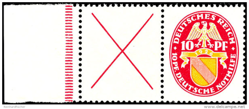 X+10 Pf., Nothilfe 1926, Waager. Zusammendruck Mit Bogenrand, Postfrisch, Mi. 250,-, Katalog: W24.1 **X 10 Pf.,... - Sonstige & Ohne Zuordnung