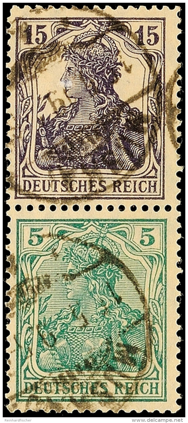 15+5 Pf., Germania, Senkr. Zusammendruck, Gest. "MUSKAU 15.5.19", Gepr. Infla, Mi. 180,-, Katalog: S6aa O15 5... - Sonstige & Ohne Zuordnung