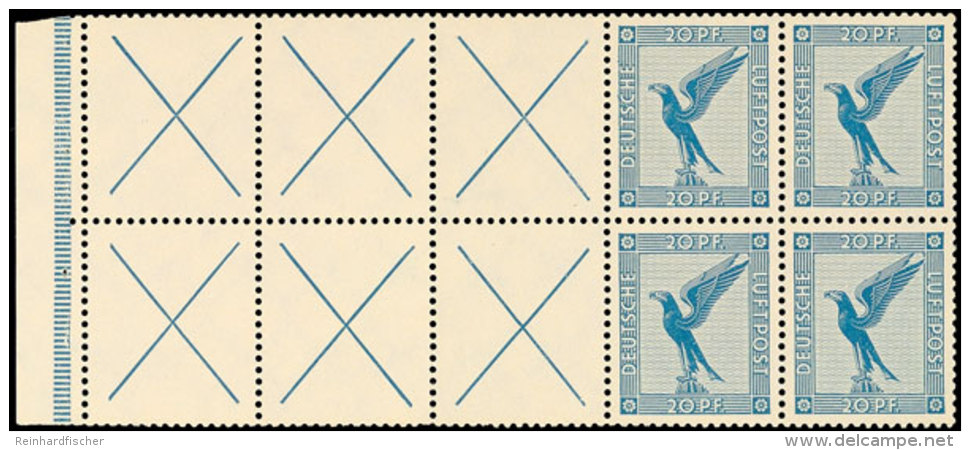 Flugpost 1931, 20 Pf. Heftchenblatt Postfrisch (zwischen Feld 7 Und 8 Etwas Angetrennt), Mi. 500,-, Katalog:... - Sonstige & Ohne Zuordnung