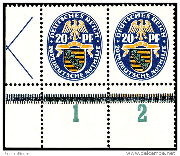 Nothilfe 1925, Heftchenblatt 44A = Halbes X + 20 Pfg + 20 Pfg, In Diesem Fall Vom Eckrand Unten Rechts - In Dieser... - Sonstige & Ohne Zuordnung