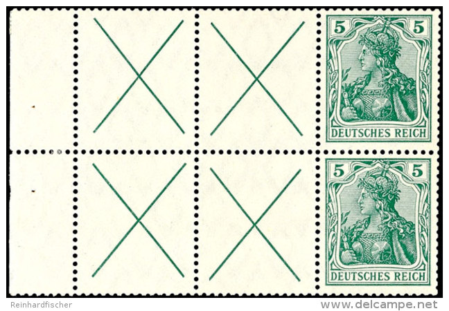 Germania 1912, 4 Andreaskreuze Mit 5 Pf., Heftchenblatt Mit Durchgez&auml;hntem Rand, Ungebraucht (Falzspur Aus... - Sonstige & Ohne Zuordnung