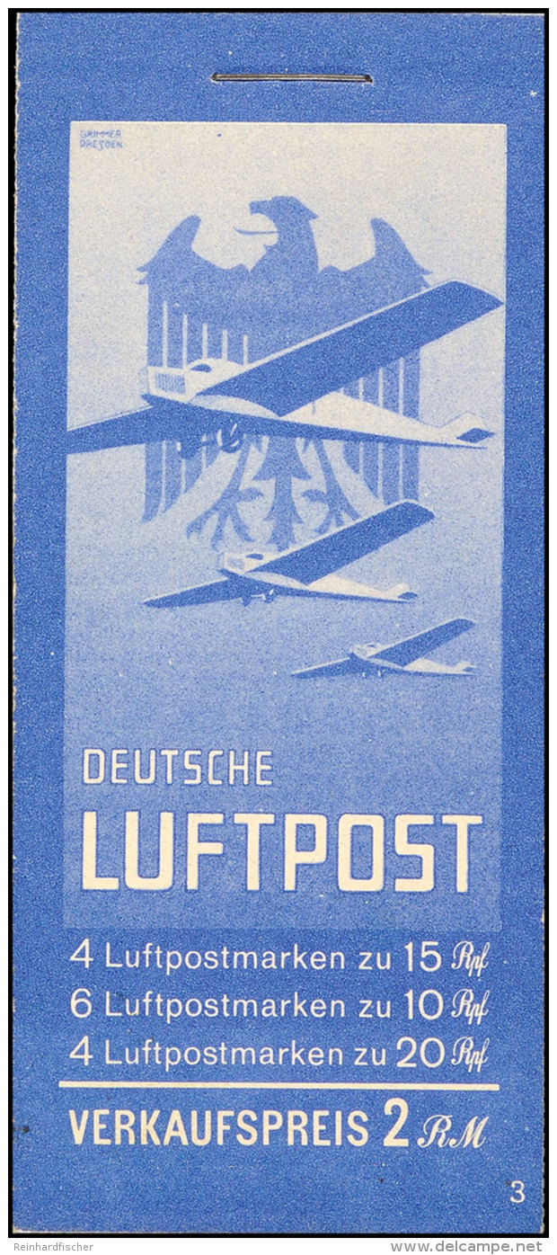 1931 Flugpost, ONr. 3, Postfrisch, Deckel &Ouml;ffnungsbug, R&uuml;ckseite Besch&auml;digt, 3 Luftpost-Klebezettel... - Markenheftchen