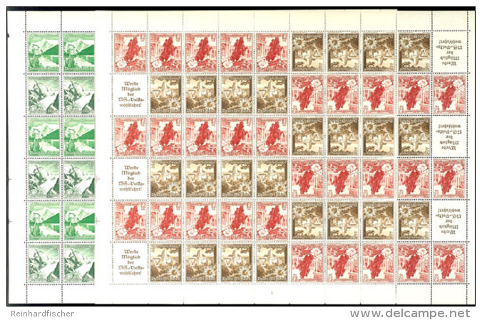 WHW 1938 Ostmark, 2 Markenheftchenbogen Postfrisch, 3+12 Pf. Mit Formnummer 1, Mi. 680,-, Katalog: MHB63/64... - Sonstige & Ohne Zuordnung