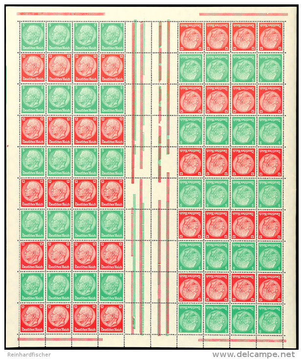 Hindenburg 1933, 5+12 Pf., Wz. Waffeln, Markenheftchenbogen Postfrisch (linker Bogenrand Geringf&uuml;gig... - Sonstige & Ohne Zuordnung