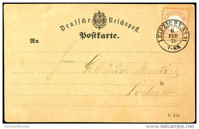 &frac12; Gr. Orange, Plattenfehler "S In Groschen Gebrochen" , Auf Postkarte Von "LEIPZIG P.V.No 11 6 Feb.75" (K2)... - Other & Unclassified