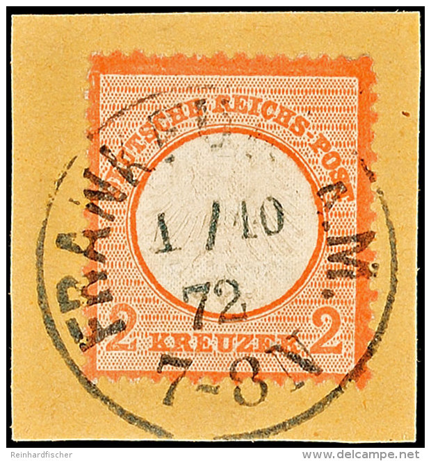 2 Kr. Kleiner Schild, Ziegelrot, Zentrisch Gestempelt "FRANKFURT A. M. 1/10 72", Luxus, Fotobefund Hennies BPP... - Sonstige & Ohne Zuordnung