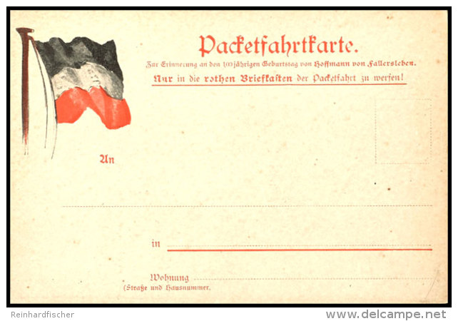 BERLINER PACKETFAHRT GESELLSCHAFT: 1898, Sonderganzsache Zum 100j&auml;hrigen Geburtstag Von Hoffmann Von... - Sonstige & Ohne Zuordnung
