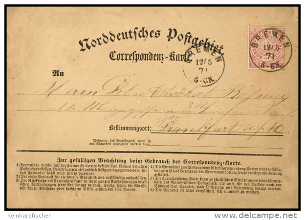 1 Gr. Karmin, EF Auf Korrespondenzkarte Von "BREMEN 12/5 71" Nach Frankfurt, Tag Der Unbennung In Reichspost,... - Sonstige & Ohne Zuordnung