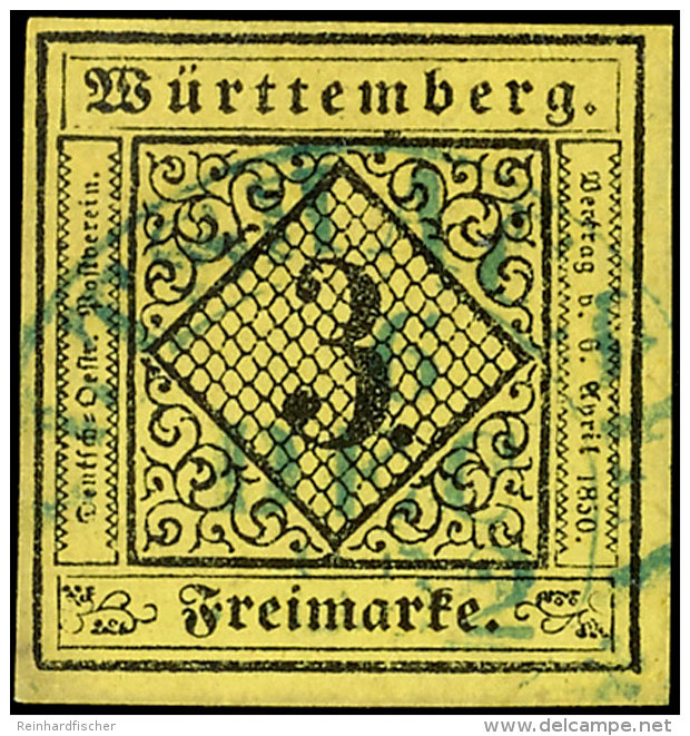 "ALTSHAUSEN 6 DEC. 1852", Blauer Steigb&uuml;gelstempel, Zentrisch Auf Voll/breitrandigem Kabinettst&uuml;ck 3 Kr.,... - Sonstige & Ohne Zuordnung