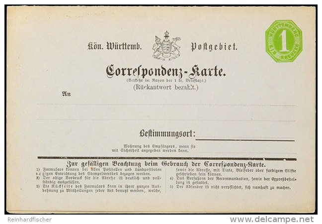 1 Kr. Gr&uuml;n, Korrespondenzkarte F/A, Ungebraucht, Mi. 60.-, Katalog: P6 BF1 Kr. Green, Correspondence Card... - Sonstige & Ohne Zuordnung