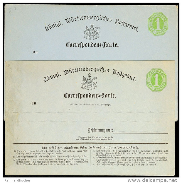 1 Kr. Gr&uuml;n, Beide Korrespondenzkarten, Ungebraucht, P 1  Leichte M&auml;ngel, Mi. 58.-, Katalog: P1,P3 BF1... - Other & Unclassified