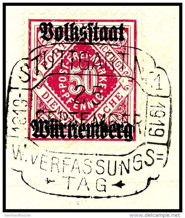 50 Pfg Ziffern In Raute, Dunkellilarot, Tadellos Gestempelt "STUTTGART 25 SEPTEMBER 1919" Auf Luxusbriefst&uuml;ck,... - Other & Unclassified