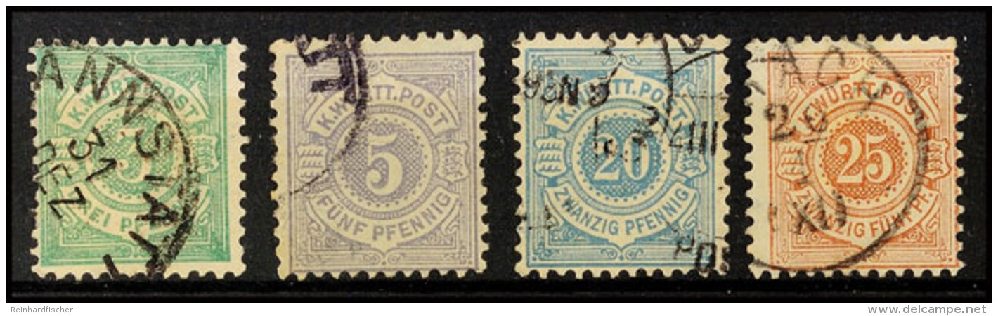 Freimarken Mi. 44b, 45b, 47b Und 48b, Alle Tadellos, Gestempel, Gepr., Mi. 235,-, Katalog: Ex44b/48b OPostal... - Other & Unclassified