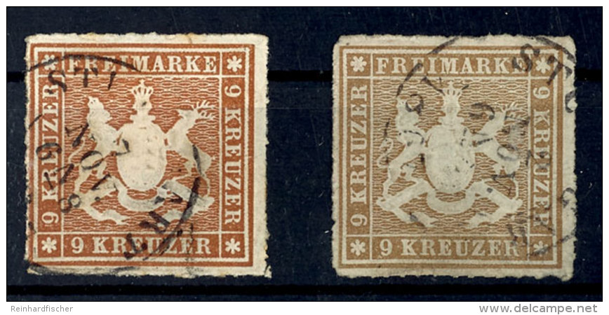 9 Kr R&ouml;tlichbraun Und Fahlbraun Je Tadellos Gestempelt, Kabinett, Mi. 250,--, Katalog: 33a+b O9 Kr Reddish... - Other & Unclassified