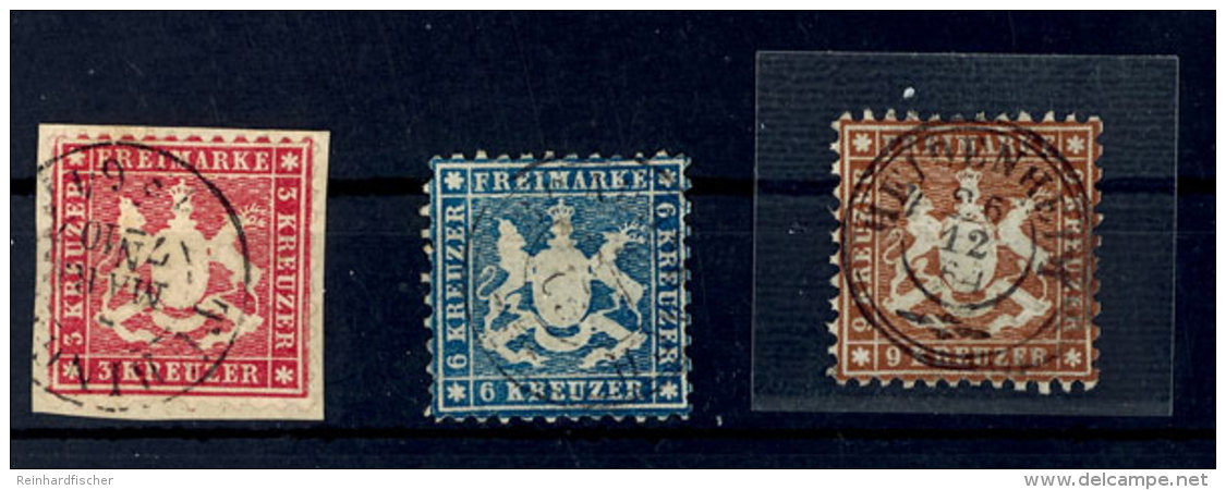 3, 6 Und 9 Kr. Gestempelt, (28a Minimal Erh&ouml;ht Gepr. Heinrich BPP), Mi. 145,--, Katalog: 26/28a O3, 6 And... - Other & Unclassified