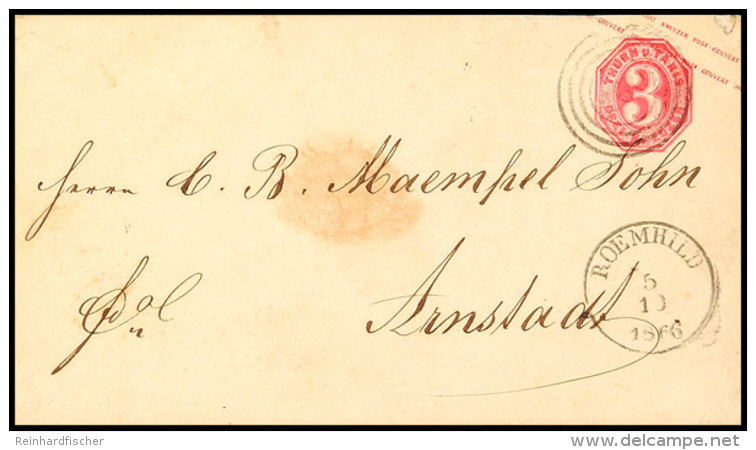 "260" Nebst K1 "ROEMHILD 5 10 1866" Auf GS-Umschlag 3 Kr., Als Postbezirksbrief &uuml;ber Meiningen Nach Arnstadt,... - Sonstige & Ohne Zuordnung