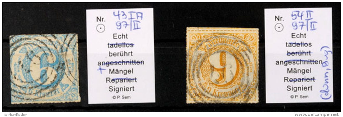 "97" (Type II, Ohne Fu&szlig;strich) - BINGEN, Gro&szlig;herzogtum Hessen, Je Auf 6 Kr. IV. Und 9 K. V. Ausgabe,... - Sonstige & Ohne Zuordnung