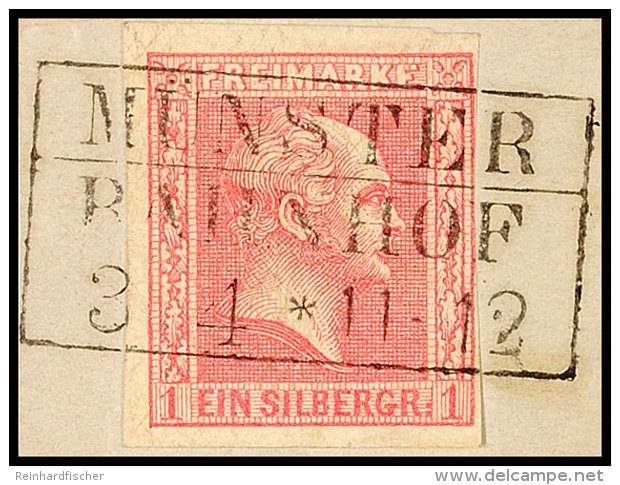 "M&Uuml;NSTER / BAHNHOF" - Ra3, Nur In 1859/1860 Verwendet, Herrlich Klar Auf Briefst&uuml;ck 1 Sgr., Marke Rechts... - Sonstige & Ohne Zuordnung