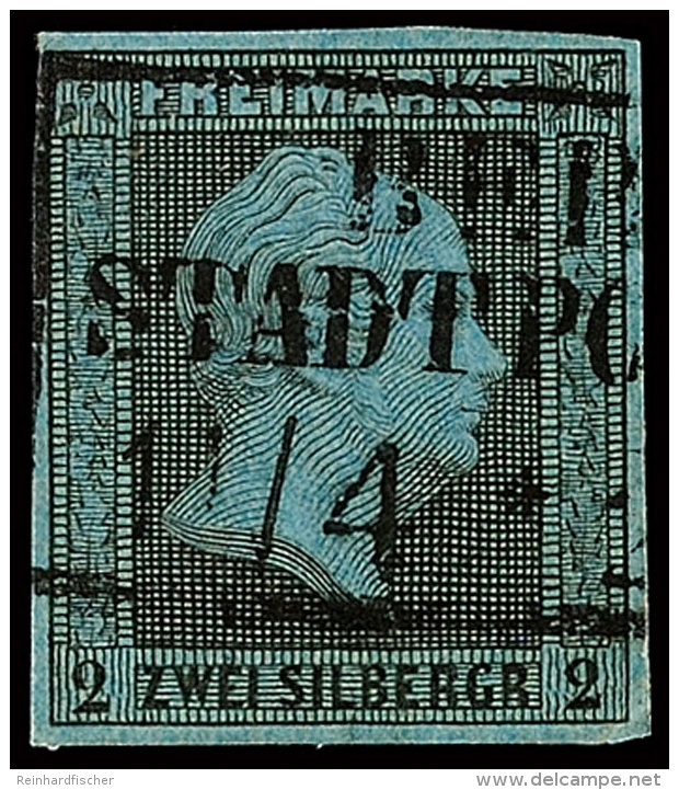 2 Sgr. A. Blau, Vollrandiges Exemplar Mit Auf Dieser Marke Besserer Ortsstempelentwertung Mittels Ra3 Von Berlin,... - Other & Unclassified