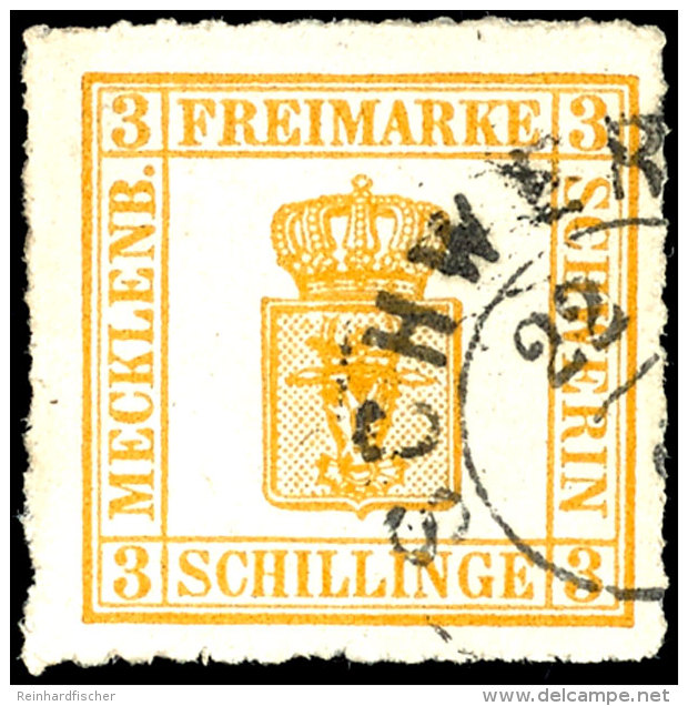 3 S In Type II Tadellos Gestempelt, Fotobefund Berger BPP: "echt Und Einwandfrei", Mi. 380,-- Attest/Certificate:... - Mecklenburg-Schwerin