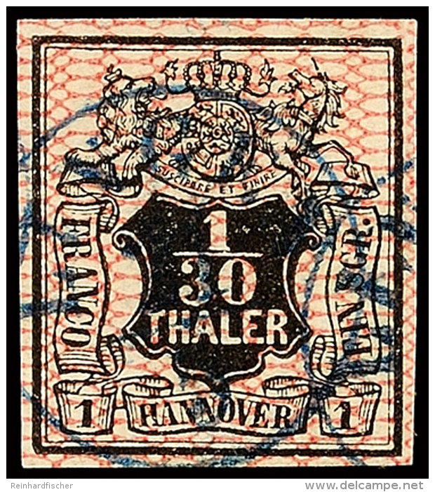 1/30 Thaler, Netzwerk Hellr&ouml;tlichkarmin, Allseits Gut Vollrandiges Kabinettst&uuml;ck Mit Blauem K1 "LINGEN",... - Hanover