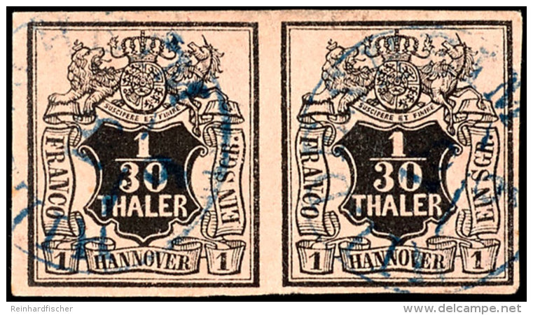 1/30 Thaler Schwarz Auf Lachsfarben, Farbfrisches Und Vollrandiges Waagerechtes Kabinettpar, Gestempelt Mit  Blauem... - Hannover