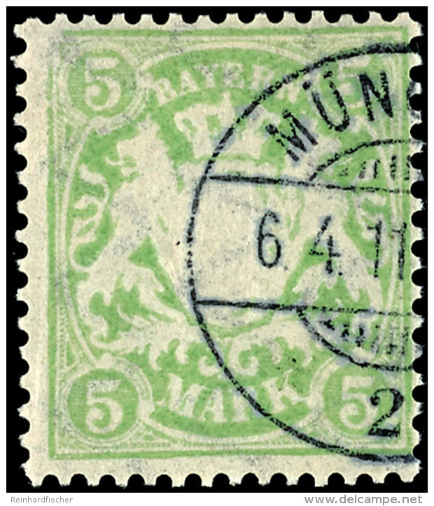 5 Mk Gelbgr&uuml;n, Wz. 3, Papier Y, Farbfrisches Kabinettst&uuml;ck, Sauber Gestempelt "M&Uuml;NCHEN 6.4.11",... - Sonstige & Ohne Zuordnung