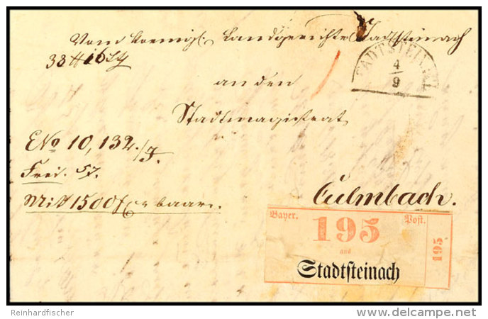 1860, Stadtsteinach, Paketbegleitbrief Mit Aufkleber (67x26 Mm) Nr. 195, Tadellos  BF1860, Stadtsteinach,... - Sonstige & Ohne Zuordnung