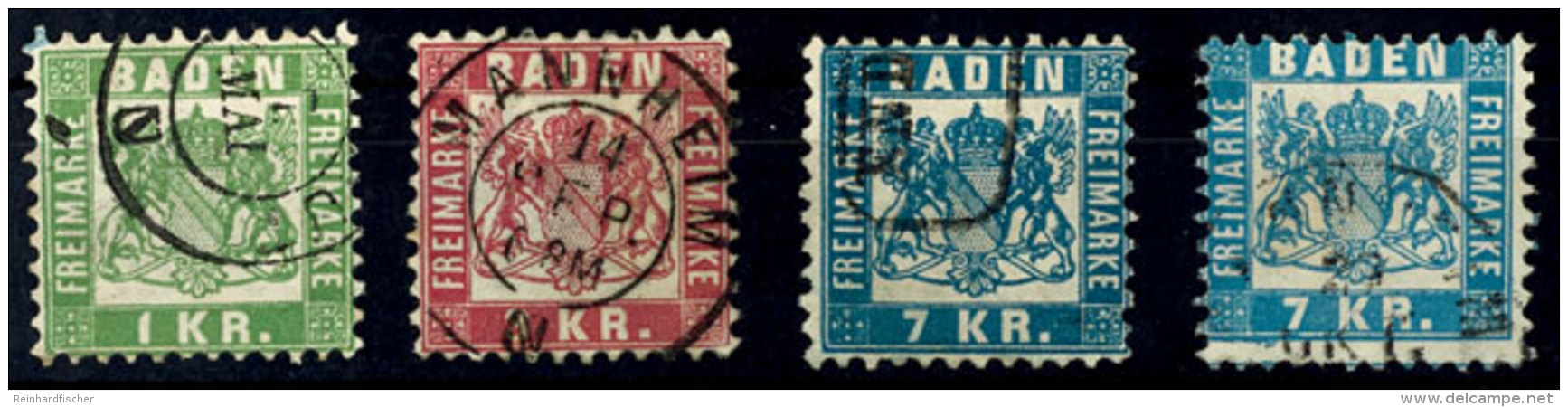 1 Kr., 3 Kr. Und 7 Kr. In Beiden Farben Je Tadellos Gestempelt, Kabinett, Mi. 195,--, Katalog: 23/25a+b O1 Kr.,... - Andere & Zonder Classificatie