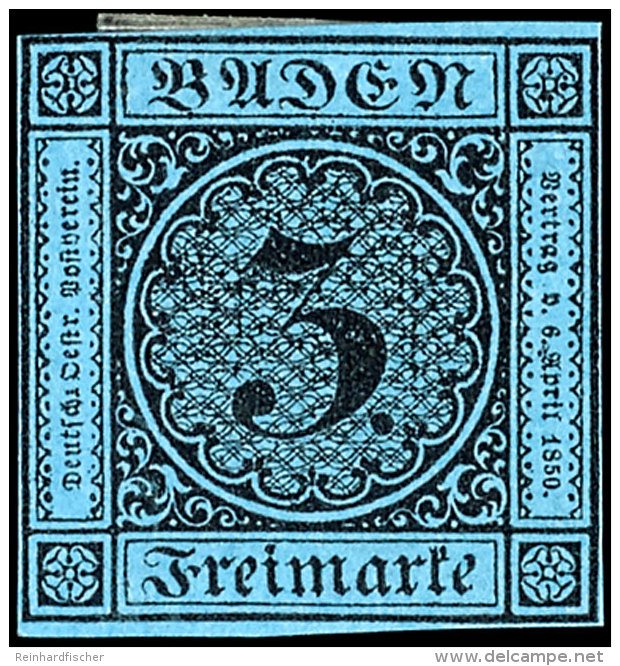 3 Kr. Schwarz Auf Blau, Farbfrisch, Allseits Vollrandig, Ungebraucht O.G., Mi. 850,-, Katalog: 8 (*)3 Kr. Black... - Sonstige & Ohne Zuordnung