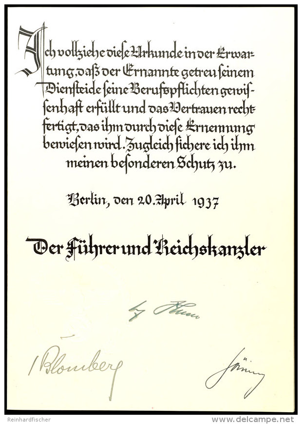 Bestallungsurkunde Vom Hauptmann Der Luftwaffe Zum Major, Mit Originalunterschriften Hitler, G&ouml;ring Und Von... - Ohne Zuordnung