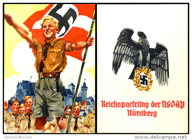 Schmucktelegramm Zum Reichsparteitag Der NSDAP In N&uuml;rnberg, Hitlerjunge Mit Reichsfahne Nach Einer Zeichnung... - Ohne Zuordnung