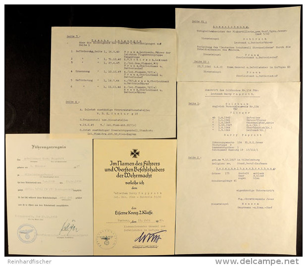 Kleiner Dokumentennachlass Papproth Mit Verleihungsurkunde Eisernes Kreuz 2. Klasse Hier Mit Unterschrift General... - Unclassified