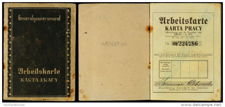 Arbeitskarte Generalgouvernement, Deutsches Arbeitsamt Warschau, Zustand II-III.  II-IIIWorking Card... - Unclassified