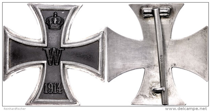 Preussen, Eisernes Kreuz 1. Klasse, Gew&ouml;lbt, Magnetisch, Mit "800" Punze Auf Nadel, Im Schwarzem... - Unclassified