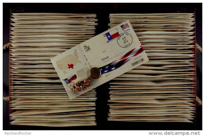 2014, 50 Numisbriefe Der 50 USA-Staaten Je Mit Vergoldeter M&uuml;nze, "USA State Quarters Cover Collection" In... - Sonstige & Ohne Zuordnung