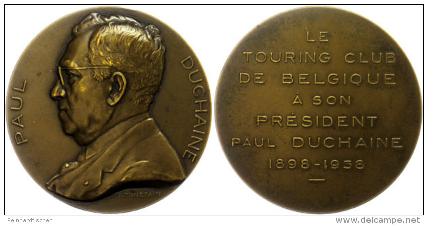 Belgien, Bronzemedaille (Dm. Ca. 62,50mm, Ca. 88,04g), 1938, Von Bonnetain, Auf Paul Duchaine. Av: Brustbild Nach... - Sonstige & Ohne Zuordnung