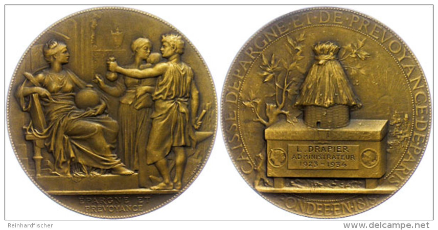 Frankreich, Bronzemedaille (Dm. Ca. 57,40mm, Ca. 94,24g), 1934, Von J. C. Chaplain. Av: Sitzende Weibliche Gestalt... - Sonstige & Ohne Zuordnung