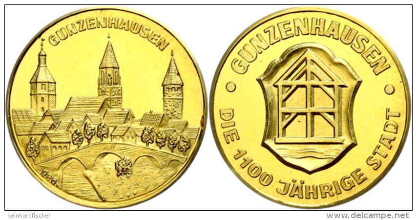 Goldmedaille, Gunzenhausen 1973, 1100Jahre, 986er-Gold, 20 Mm, 4 Gr., PP  PPGold Medal, Gunzenhausen 1973,... - Sonstige & Ohne Zuordnung