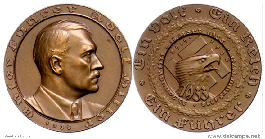 Bronzemedaille (Dm. Ca. 36,20mm, Ca. 21,41g), 1938, Von F. Bayer. Av. B&uuml;ste Hitlers Nach Rechts, Im... - Sonstige & Ohne Zuordnung