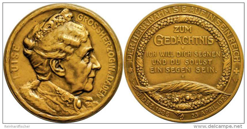 Baden, Gro&szlig;herzogin Luise, Bronzemedaille (88,99g, Durchmesser Ca. 61mm), 1923, Von R. Mayer, Auf Den Tod Von... - Sonstige & Ohne Zuordnung