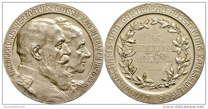 Baden, Vergoldete Silbermedaille (62,91g, Durchmesser 51mm), 1906, Von R. Mayer, Zur Landwirtschafts- Und... - Sonstige & Ohne Zuordnung