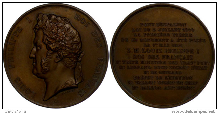 Frankreich, Louis Philippe I., Bronzemedaille (Durchmesser Ca. 52mm, 59,69g), 1841, Von Barre, Auf Die Br&uuml;cke... - Sonstige & Ohne Zuordnung