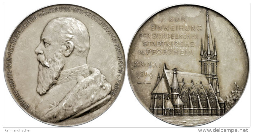 Baden, Friedrich I., Silbermedaille (50,54g, Durchmesser Ca. 51mm), 1899, Von R. Mayer, Auf Die Einweihung Der... - Other & Unclassified