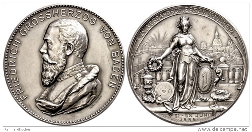 Baden, Friedrich I., Silbermedaille (38,67g, Durchmesser Ca. 45mm), 1896, Entwurf  R. Mayer Und K. Sch&auml;fer,... - Other & Unclassified