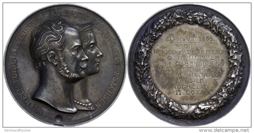 Preu&szlig;en, Silbermedaille (Dm. Ca. 51mm, Ca. 56,04g), 1891, Von Loos, Auf Die Silberne Hochzeit. Av: Die... - Other & Unclassified