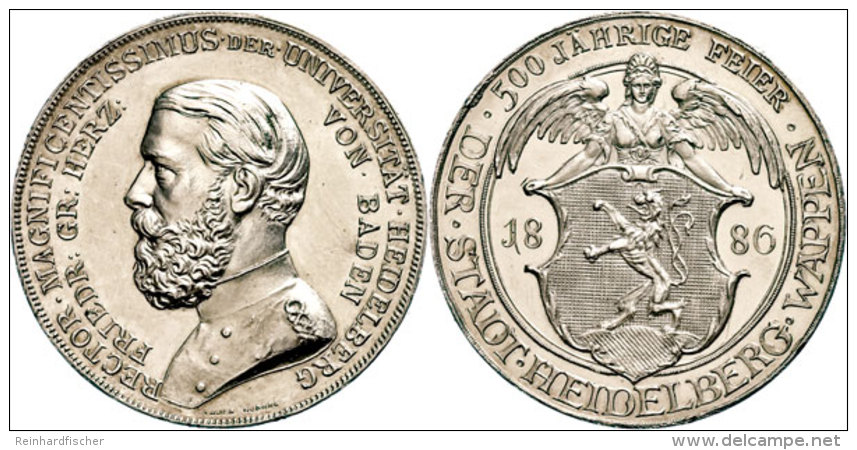 Baden, Friedrich I., Silbermedaille (13,86g, Durchmesser Ca. 33mm), 1886, Von Lauer, Auf Das 500j&auml;hrige... - Other & Unclassified