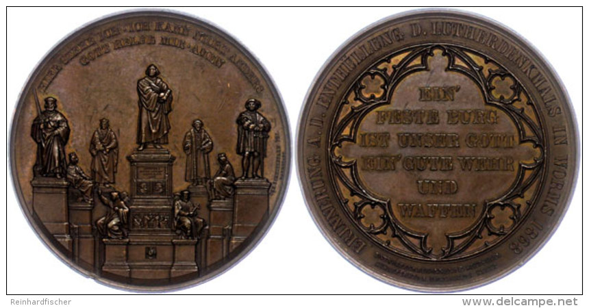 Worms, Bronzemedaille,1868, Von Schnitzspahn, Auf Die Errichtung Des Lutherdenkmals. Av: Denkmal, Rev: Schrift In... - Sonstige & Ohne Zuordnung