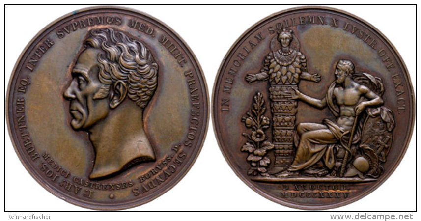 Bronzemedaille (Dm. Ca. 47,60mm, Ca. ), 1835, Von Brandt, Auf Johann Arnold Josef B&uuml;ttner. Av: Kopf Nach... - Other & Unclassified