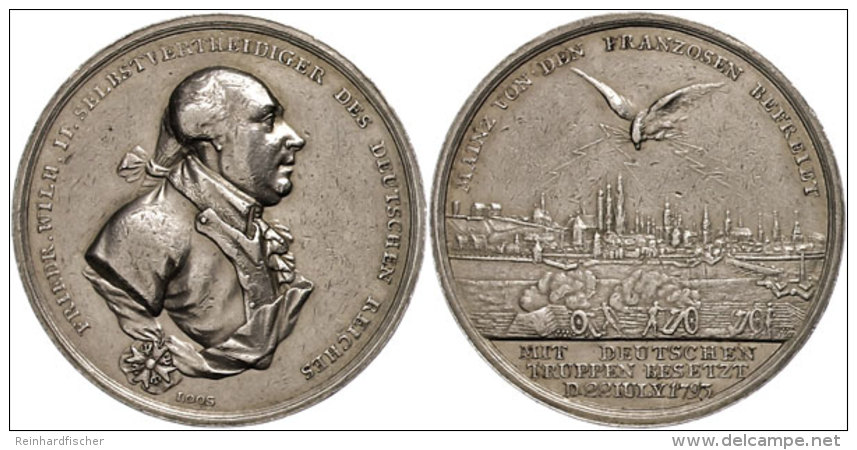 Mainz, Friedrich Wilhelm II., Silbermedaille (Durchmesser Ca. 37mm, 14,74g), 1793, Von Loos, Auf Den Entsatz Der... - Other & Unclassified